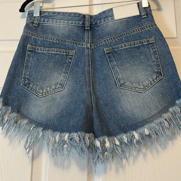 SJYP blue cutoff denim Jean shorts, Sz Small - Picture 7 of 8